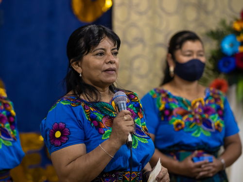 Woman Sharing about Audio Bibles